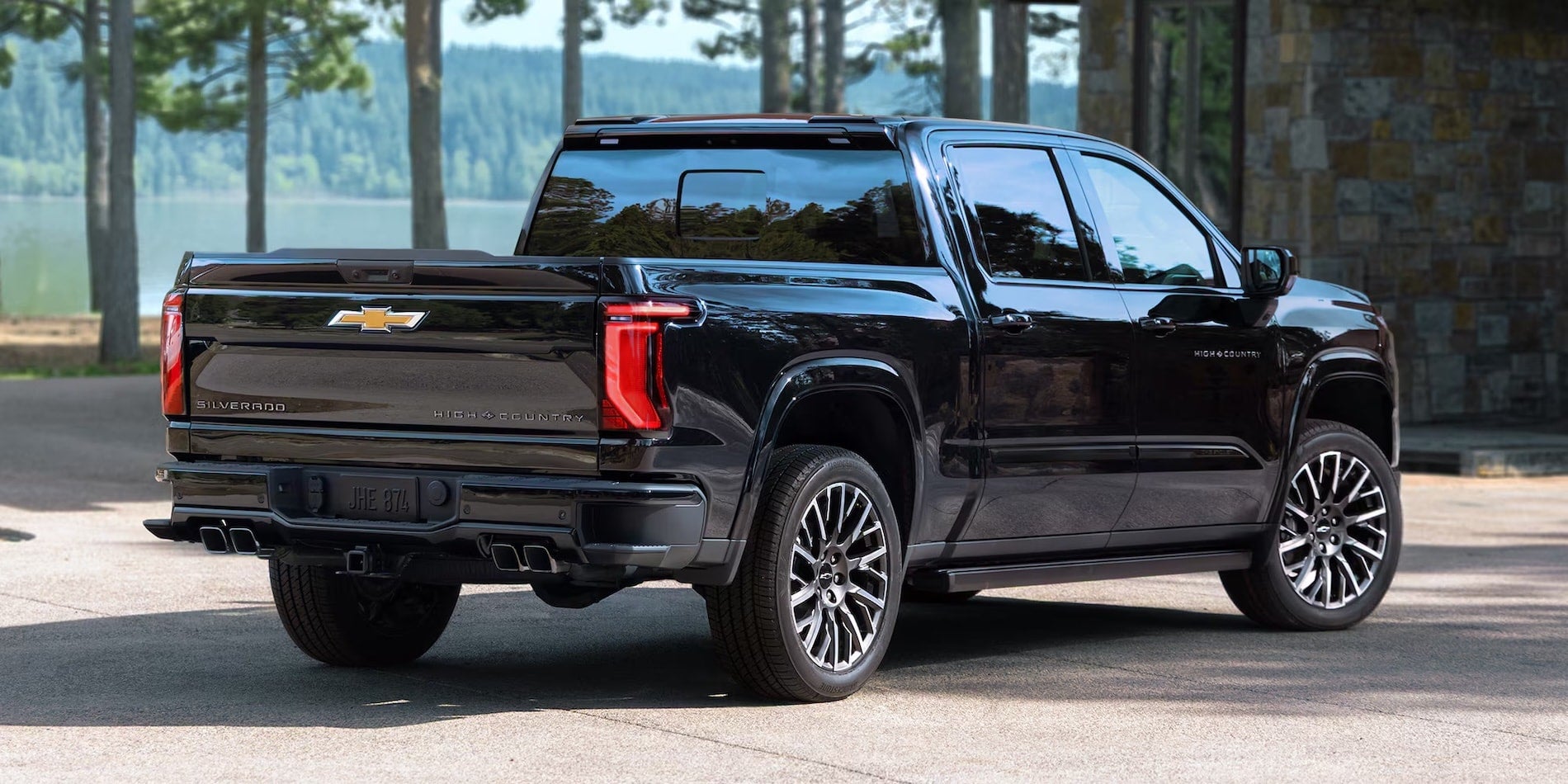 2027 Chevrolet Silverado 1500 High Country in Black by a lake