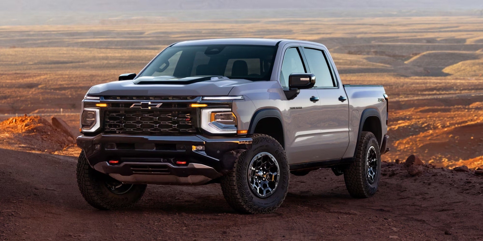 2027 Chevrolet Silverado 1500 ZR2 in Slate Gray in the desert